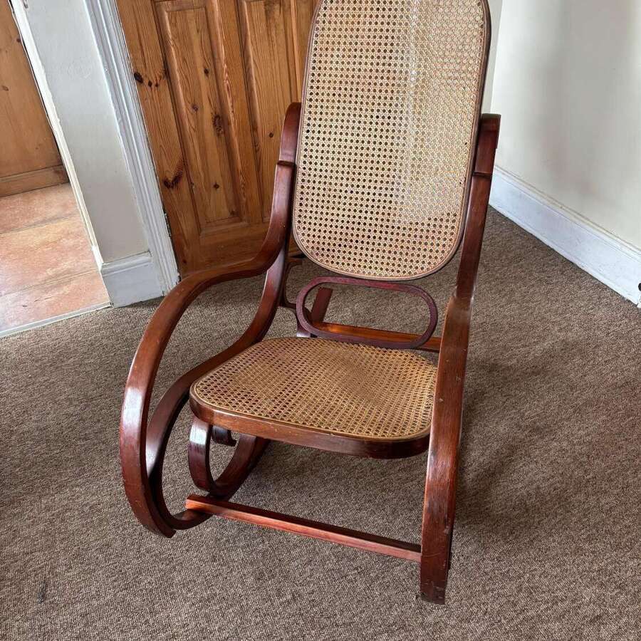 Vintage Rocking Chair Rattan And Bentwood Thonet Style 1970s Retro