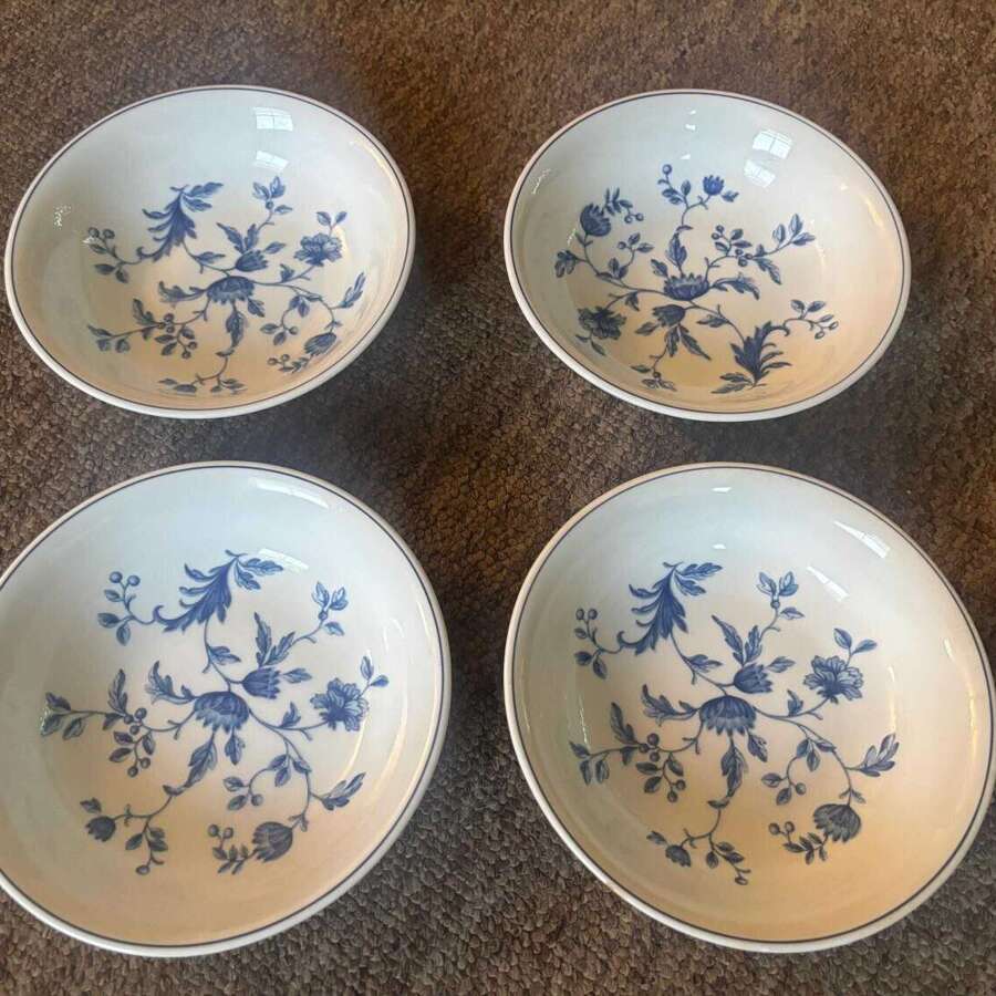 4 X Lovely Wedgwood Mikado Blue %26 White Bowls Mint Condition