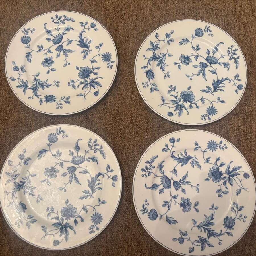 4 X Lovely Wedgwood Mikado Blue %26 White Dinner Plates 10.5 " Mint Condition
