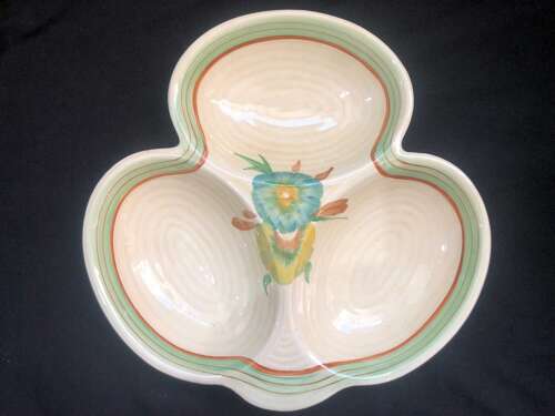 Rare Clarice Cliff Wilkinson Hors D’oeuvres Dish Honeydew Design C 1930.