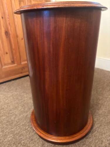 Antique Victorian Solid Mahogany Cylindrical Pot Bedside Cupboard Marble Top