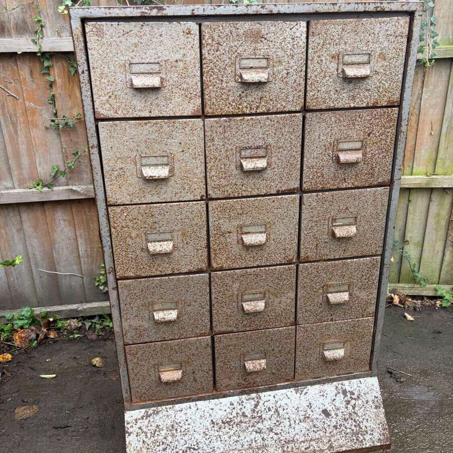 Vintage Industrial Workshop Metal Cabinet Drawers And Wheels