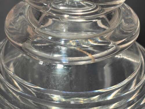 Pair Of Regency Circa 1810 Cut Glass Footed Decanters Mushroom Stoppers