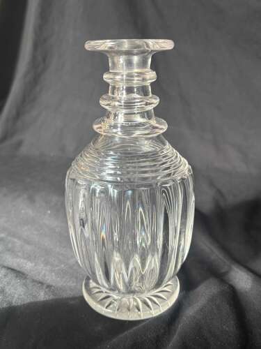 Pair Of Regency Circa 1810 Cut Glass Footed Decanters Mushroom Stoppers