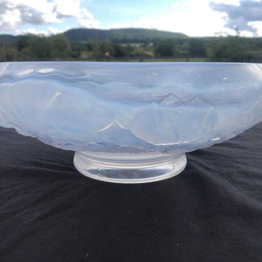 Vintage Josef Inwald For Barolac Lily Pad Frosted Art Glass Bowl 1930s