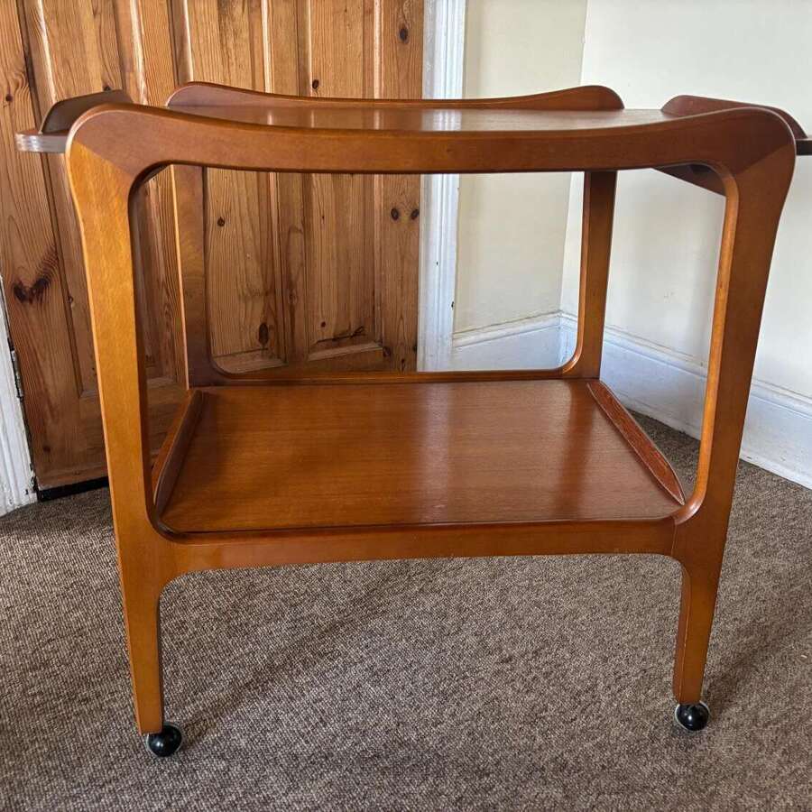 Attractive Mid Century Danish Style Teak Serving Drinks Trolley