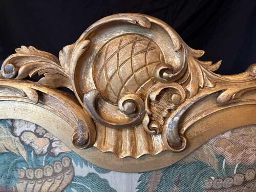 Antique French Georgian Period Tapestry Large Gilt Gesso Rocco Fire Screen Stand