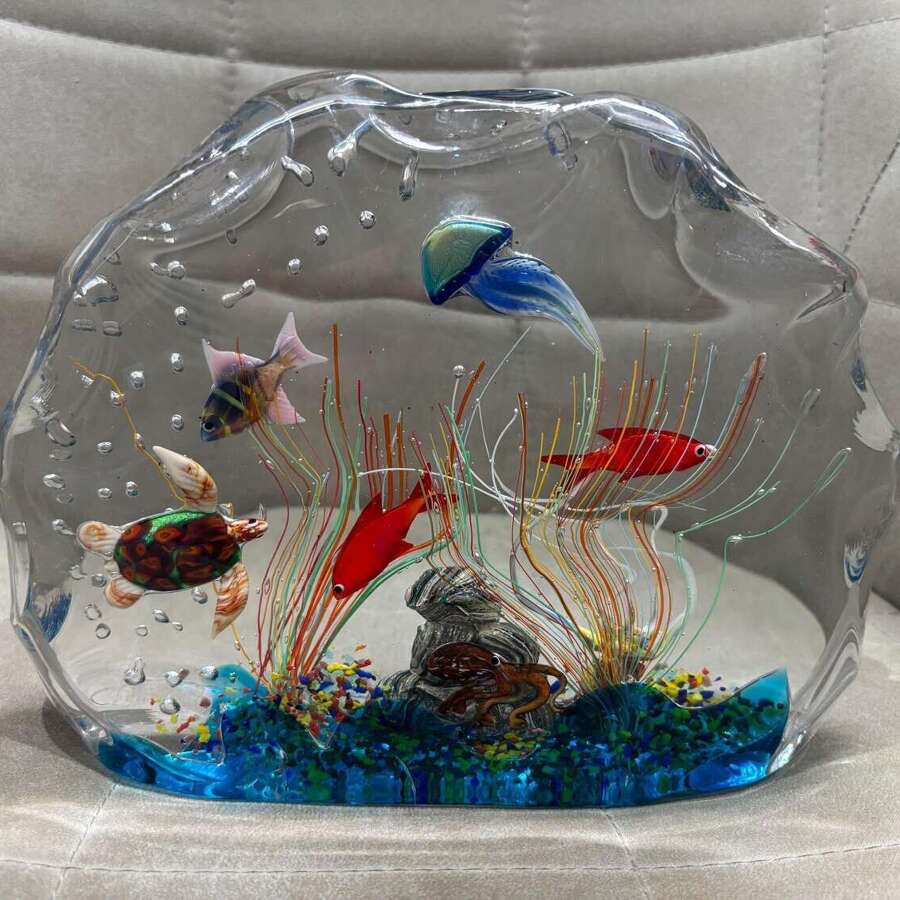 Murano Glass Aquarium With Six Creatures