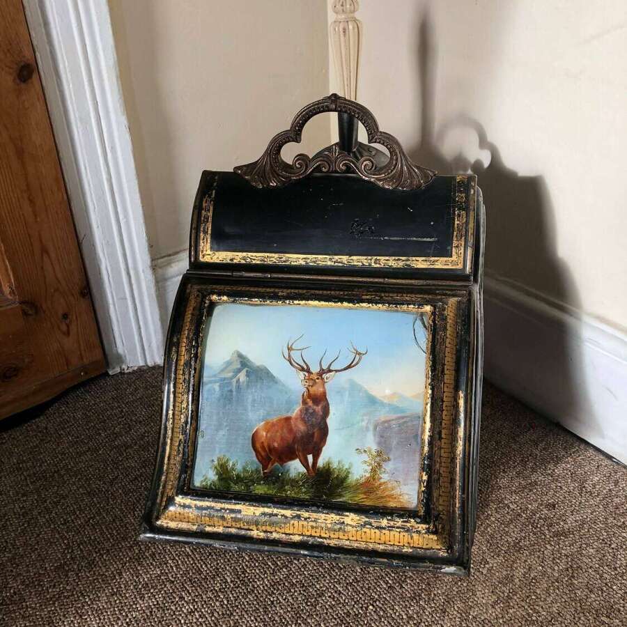 Victorian Painted Coal Scuttle And Shovel