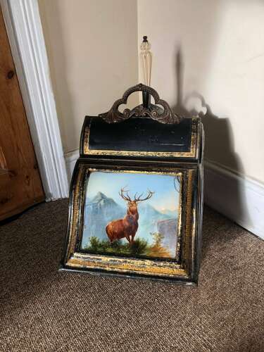 Victorian Painted Coal Scuttle And Shovel