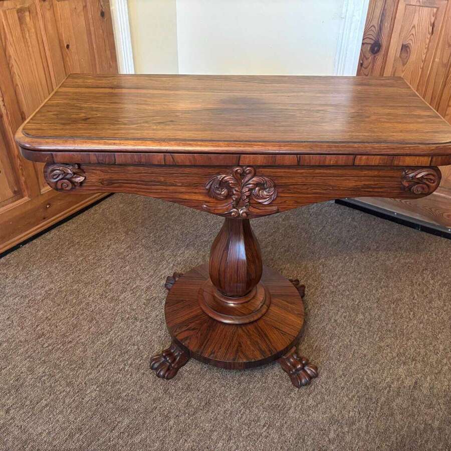 Antique Regency Georgian Rosewood Fold Over Card Games Table Hall Sofa Side 1830