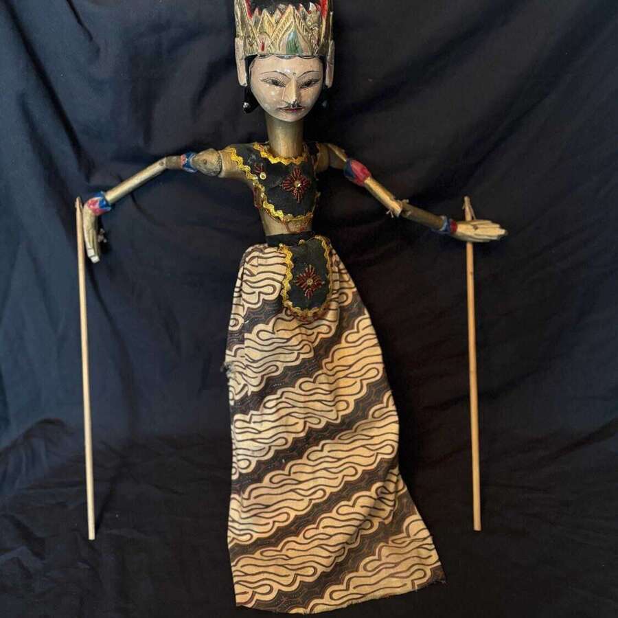 Vintage Wayang Golek Puppet Wooden Hand Carved %26 Hand Painted Indonesian