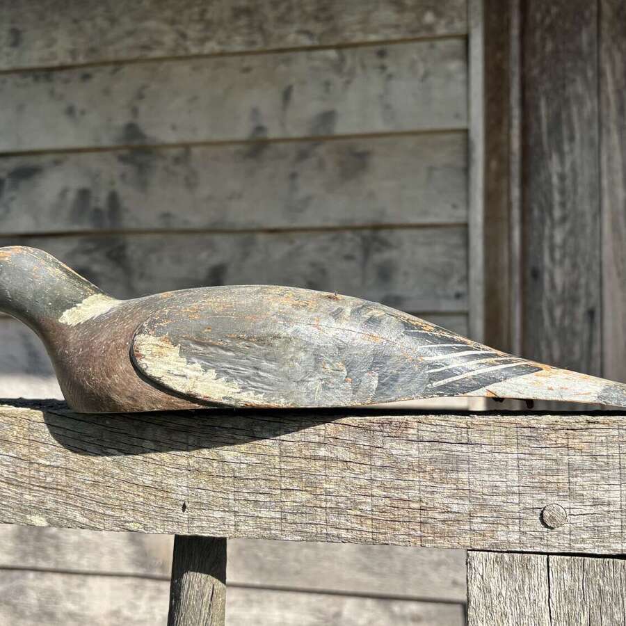 Vintage Wooden Pigeon Decoy H Trulock & Harriss Folk Art Dove Birds. 1950's
