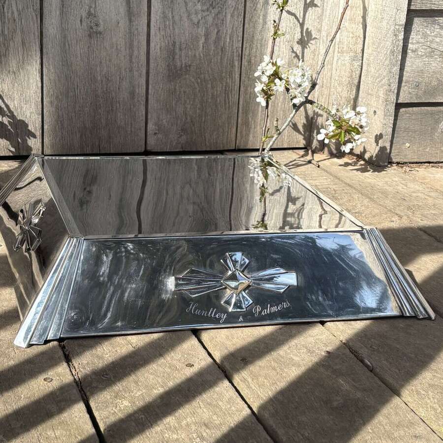 Vintage Art Deco Plateau Mirrored Wedding Cake Stand Huntley & Palmers