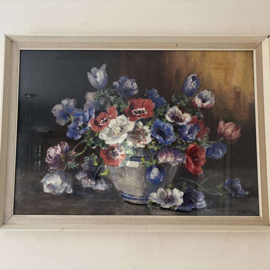 Antique Watercolour Still Life Of Flowers By Marion Broom RWS 1878 -1962